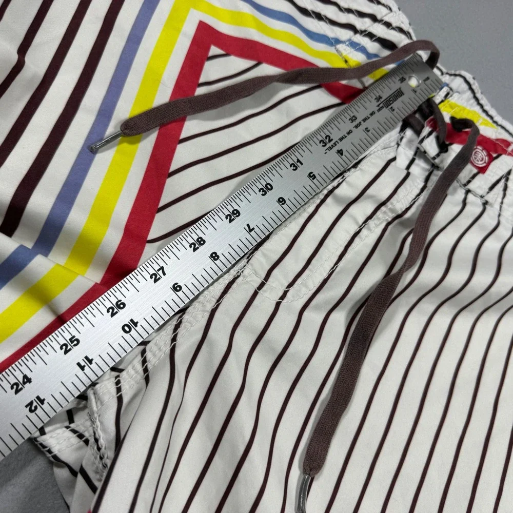 Element Board Shorts Mens 29 White Pinstripe Multi Color Graphic Skate Trunks